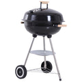 Portable Round Kettle Charcoal BBQ Grill with Heat Control for Outdoor Patio Party - Black