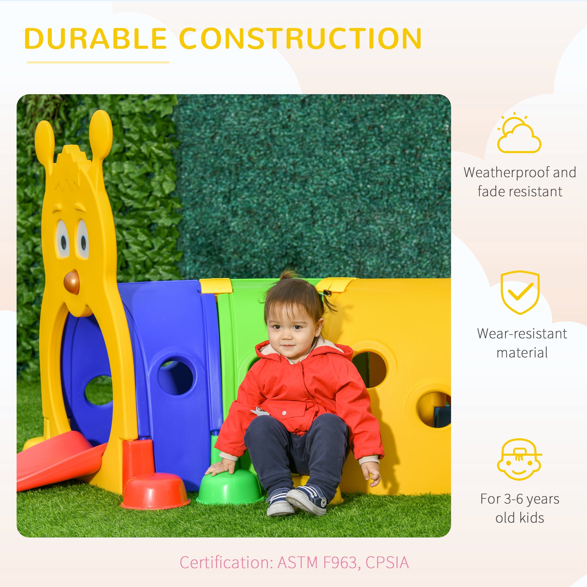 Play Tunnel, Caterpillar Tunnel for Kids Climb, Toddler Play Structure for Ages 3-6 Years, Indoor, Outdoor, Multi-coloured