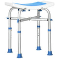 Adjustable Padded Shower Chair with Handle and Non-Slip Suction Feet for Elderly and Disabled - Blue