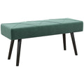 End of Bed Bench with X-Shape Steel Legs Upholstered Velvet Seat - Green
