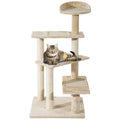 Cat Tree Kitten Scratching Tower with Sisal Posts and Climbing Perches - Beige