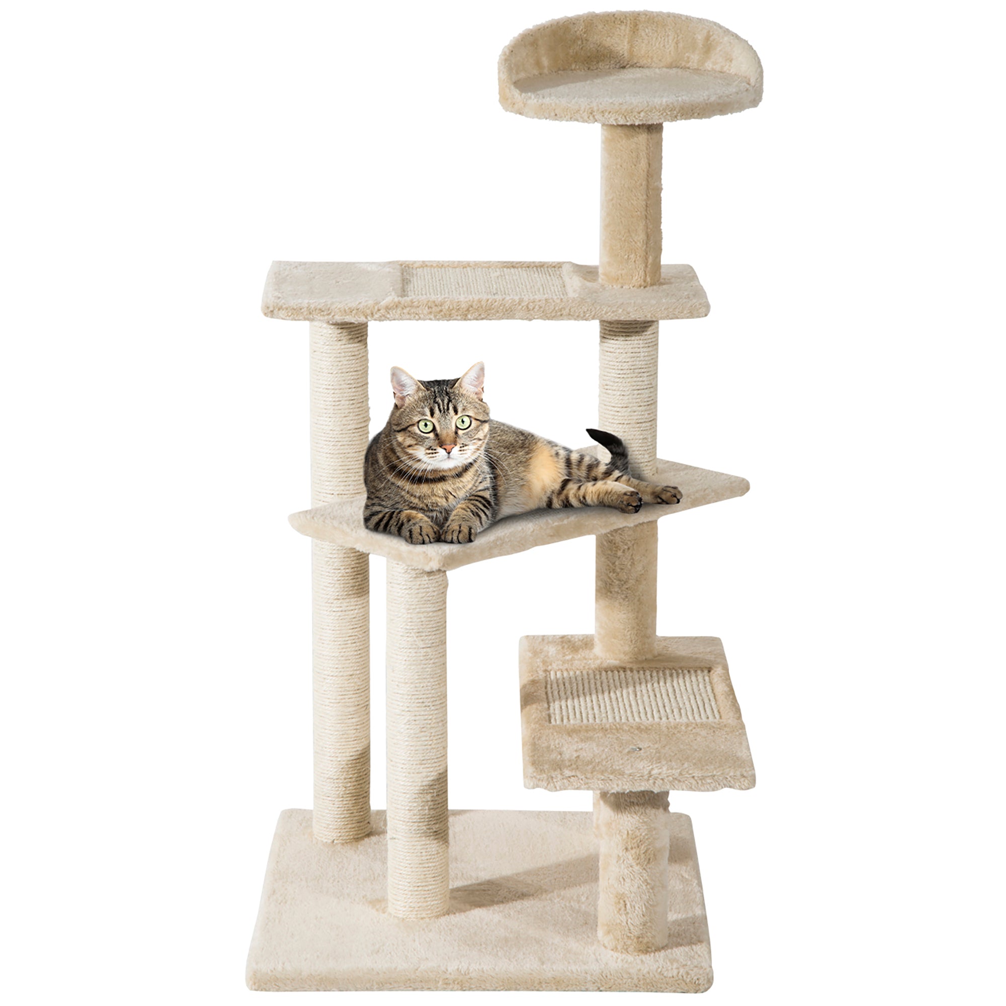 Cat Tree Kitten Scratch Scratching Scratcher Sisal Post Climbing Tower Activity Centre Beige