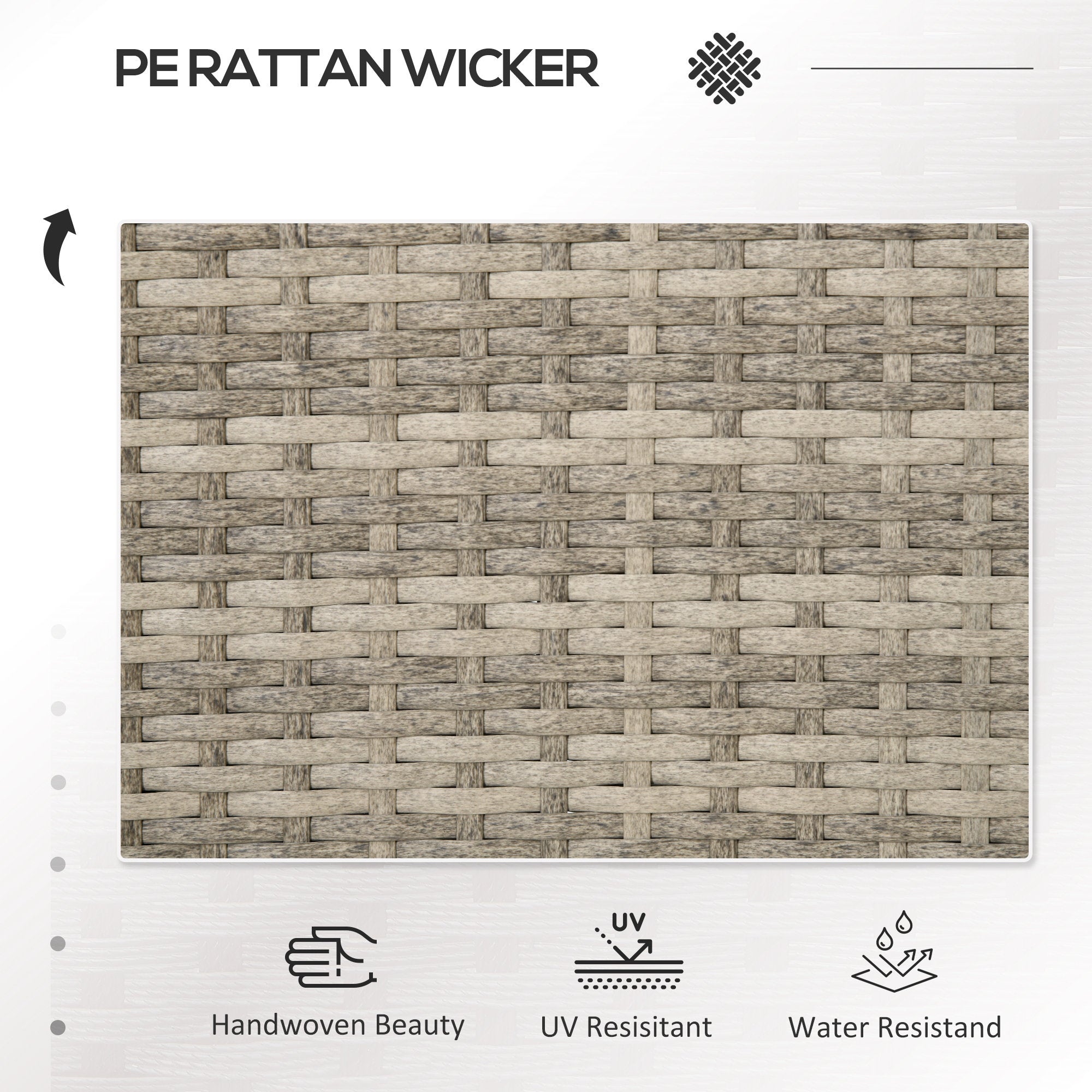 2 Piece Rattan Garden Loveseat Set with Glass Table - Grey