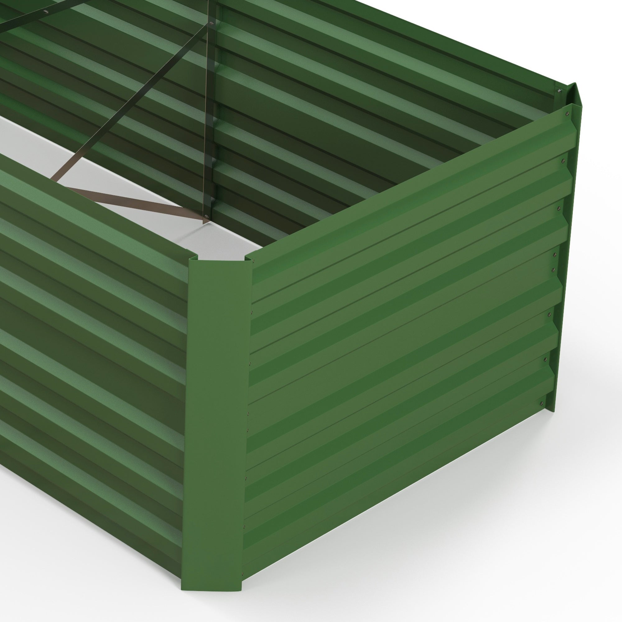 Raised Beds for Garden, Galvanised Steel Outdoor Planters with Multi-reinforced Rods, 180 x 90 x 59 cm, Green