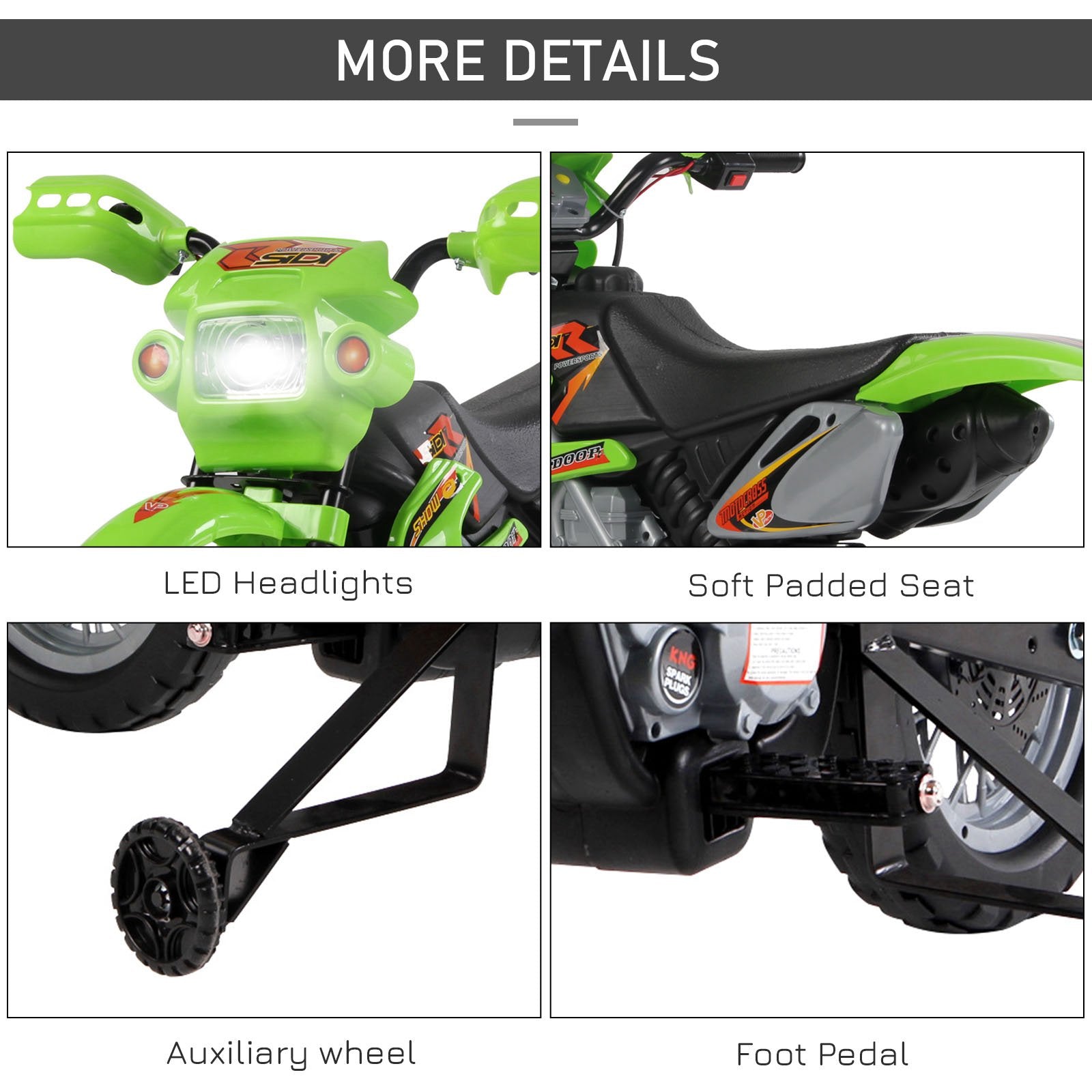 Kids Electric Motorbike Child Ride on Motorcycle 6V Battery Scooter (Green)