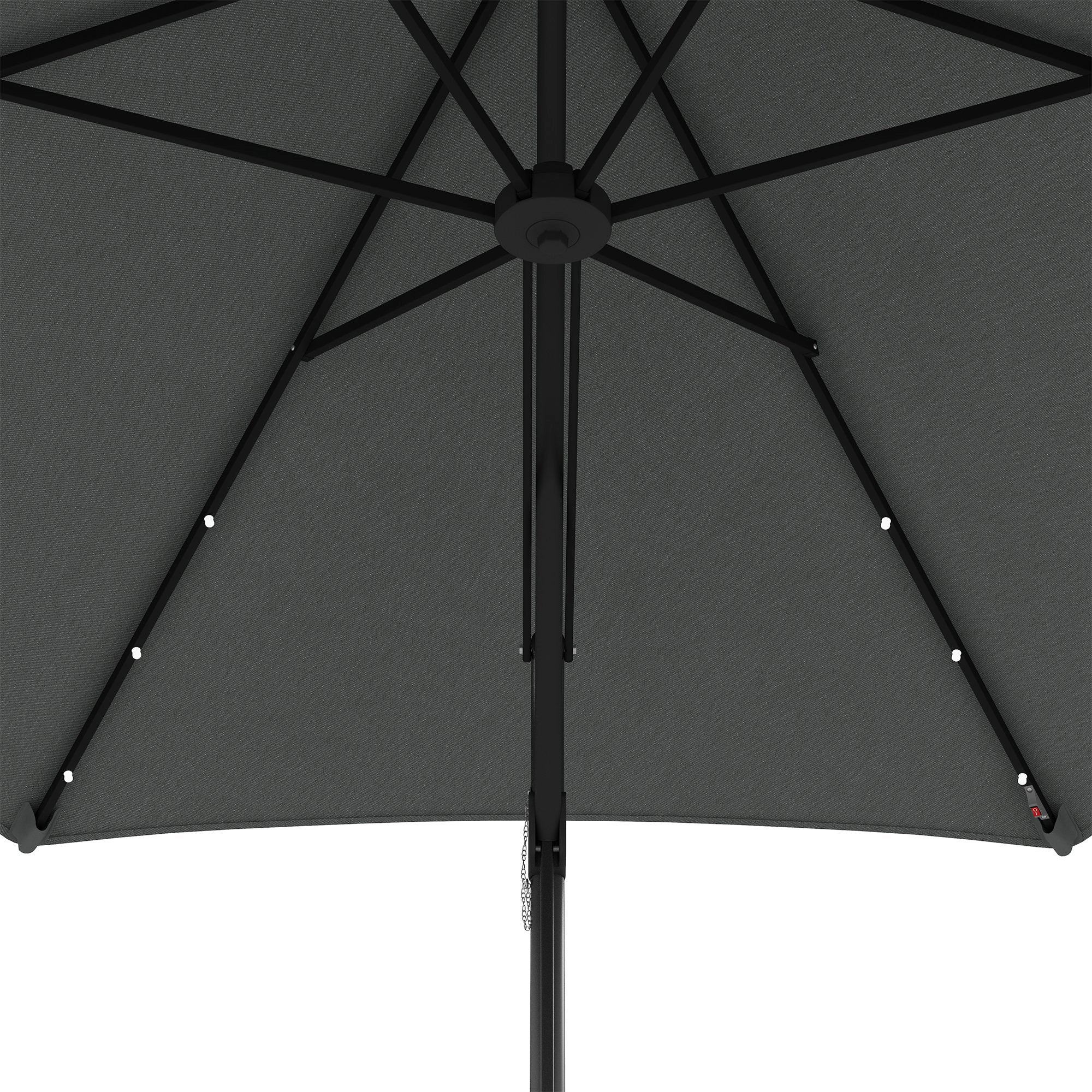 3(m) Garden Parasol Cantilever Umbrella with Solar LED, Cross Base and Waterproof Cover, Dark Grey