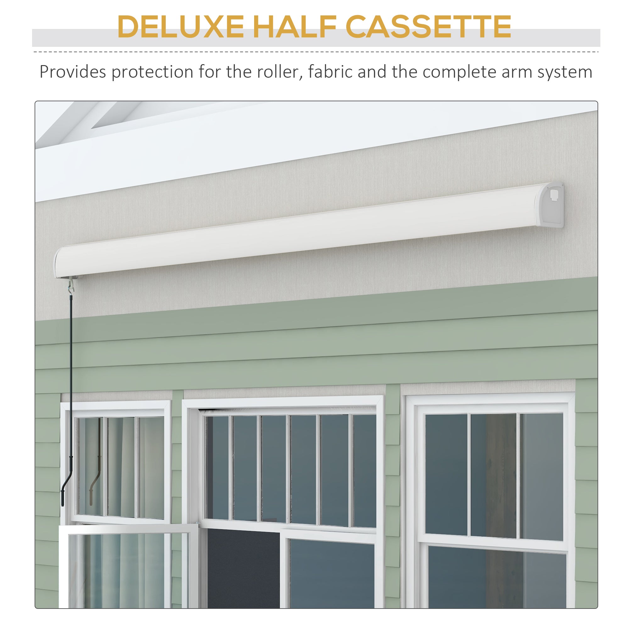 4 x 3m Electric Retractable Awning with Remote Control Aluminium Frame for Patio Door Window - Grey