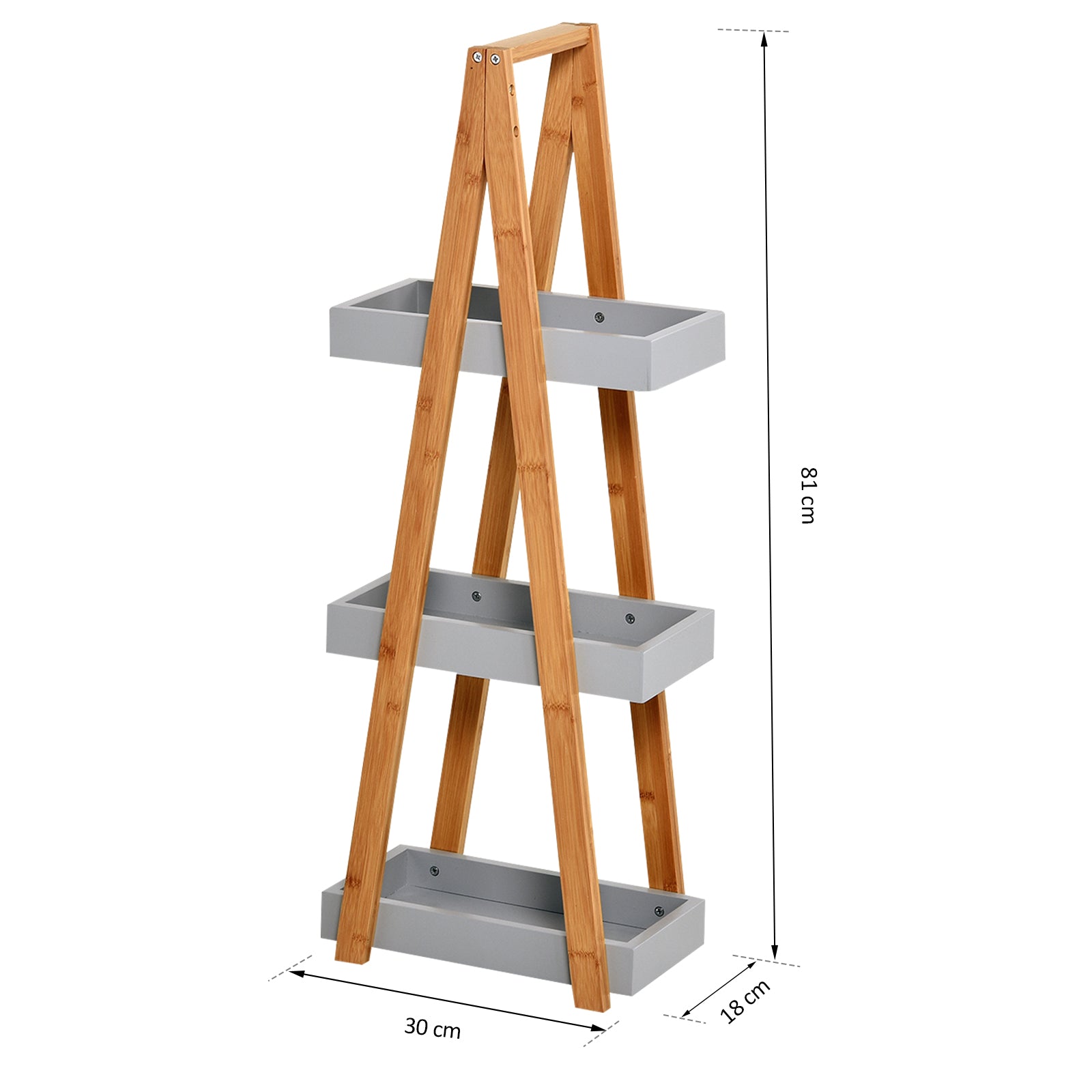 Bathroom Storage Shelves, 3-Tier Slim Shelving Unit, Freestanding Bamboo Shelf Unit, A Frame Space Saver Toilet Rack, Natural