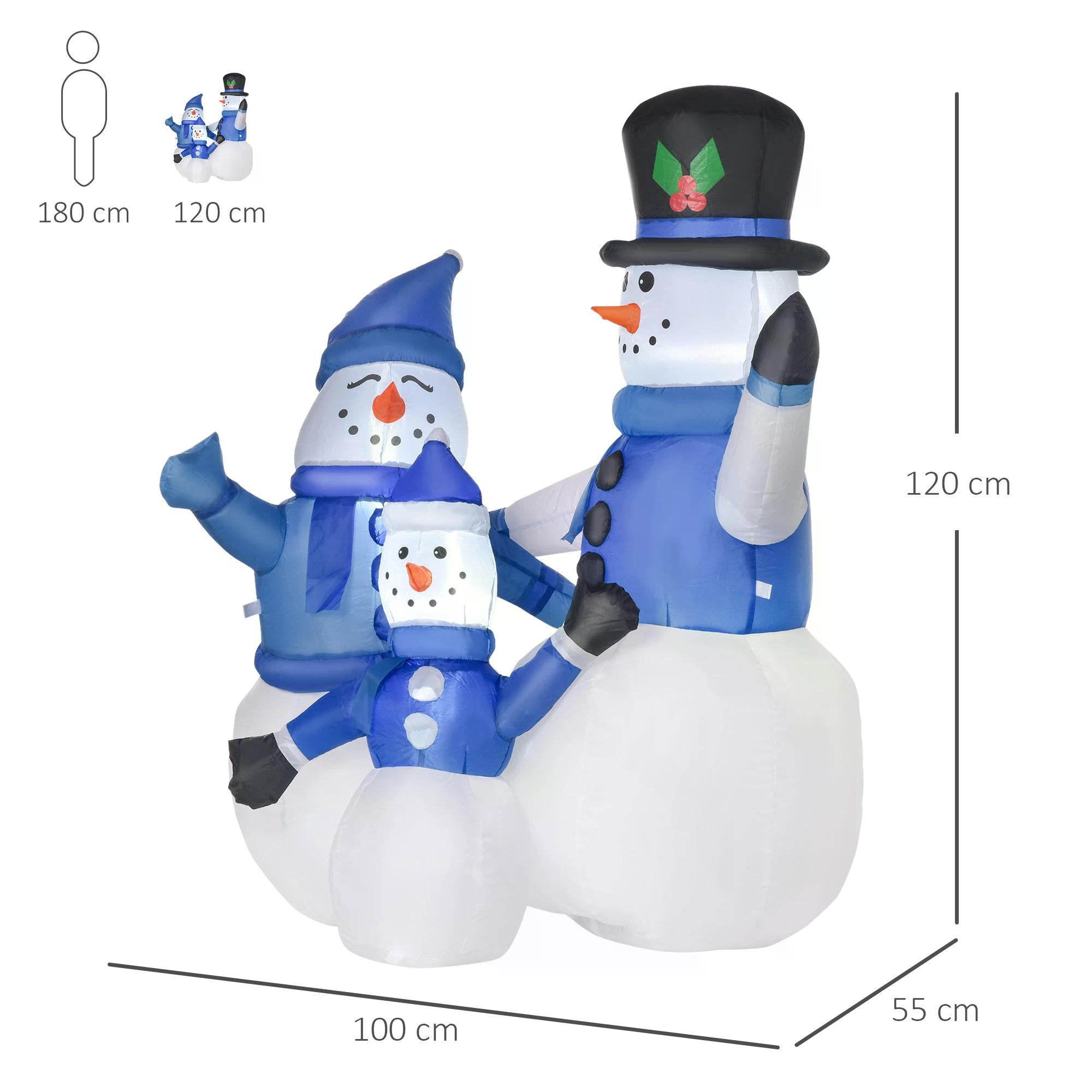 Christmas Inflatable Snowman Family Outdoor Home Seasonal Decoration w/ LED Light