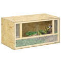 Reptile Terrarium Vivarium with Sliding Doors and Breathable Mesh for Climbing Pets - Natural Wood