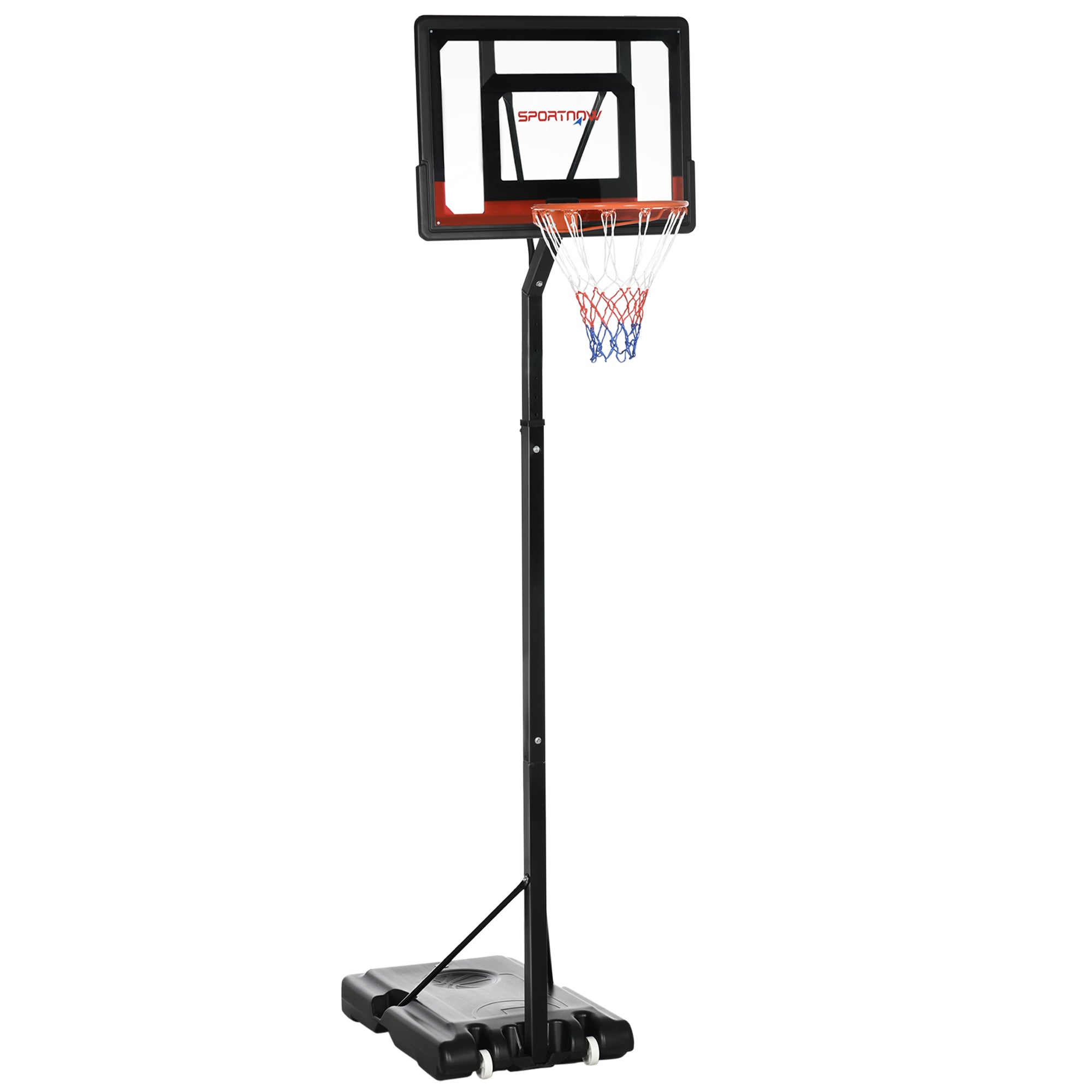 2.1-2.6m Adjustable Basketball Hoop and Basketball Stand w/ Sturdy Backboard and Weighted Base, Portable on Wheels