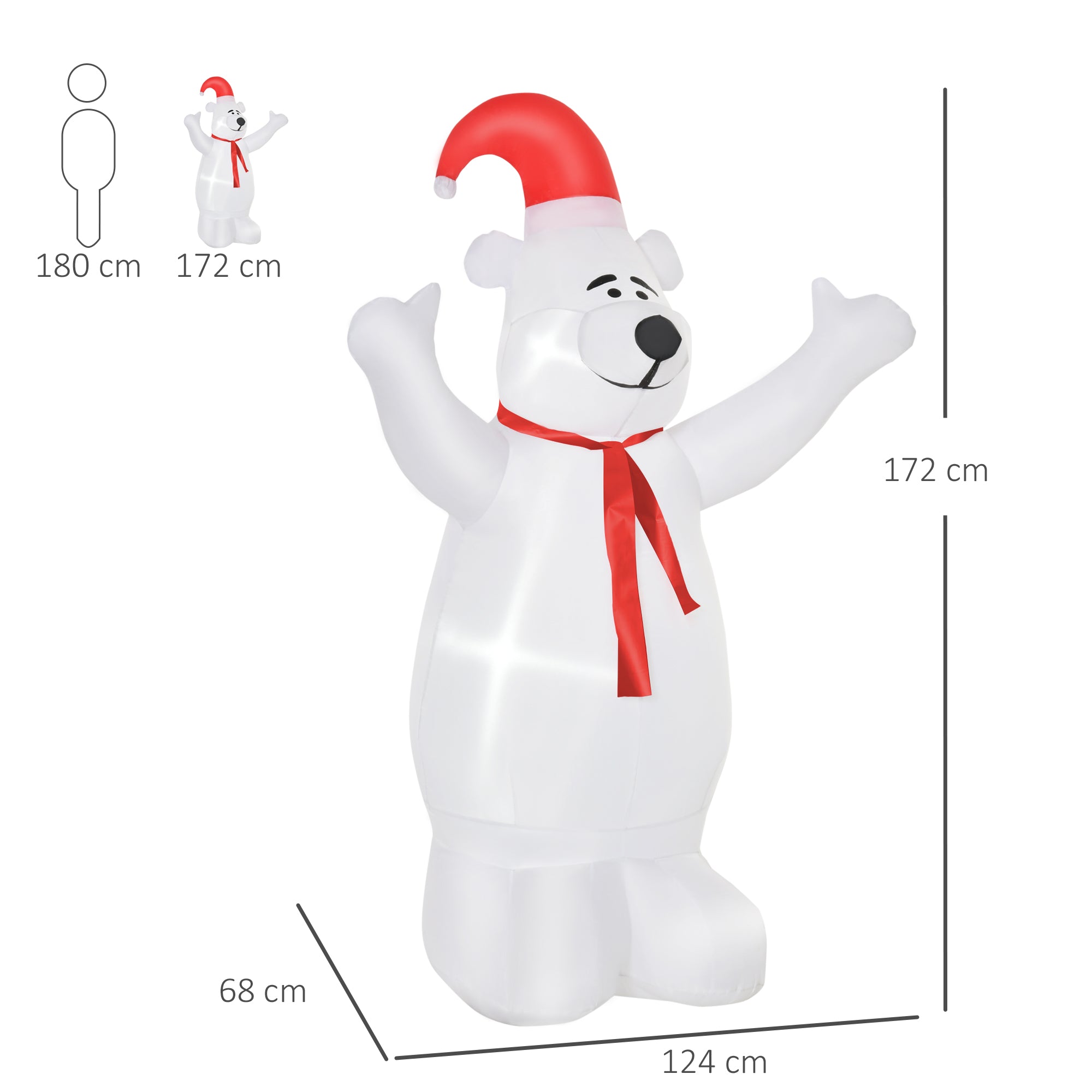 6ft Inflatable Bear Decoration W/LED Lights