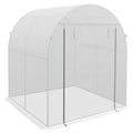 Walk-In 6x6ft Polytunnel Greenhouse with Roll-Up Door & Window - White