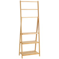 Bamboo Towel Rack with Shelves for Bathroom Storage - Natural