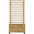 Wooden Garden Raised Bed with Trellis and Wheels 76x30cm - Natural Finish