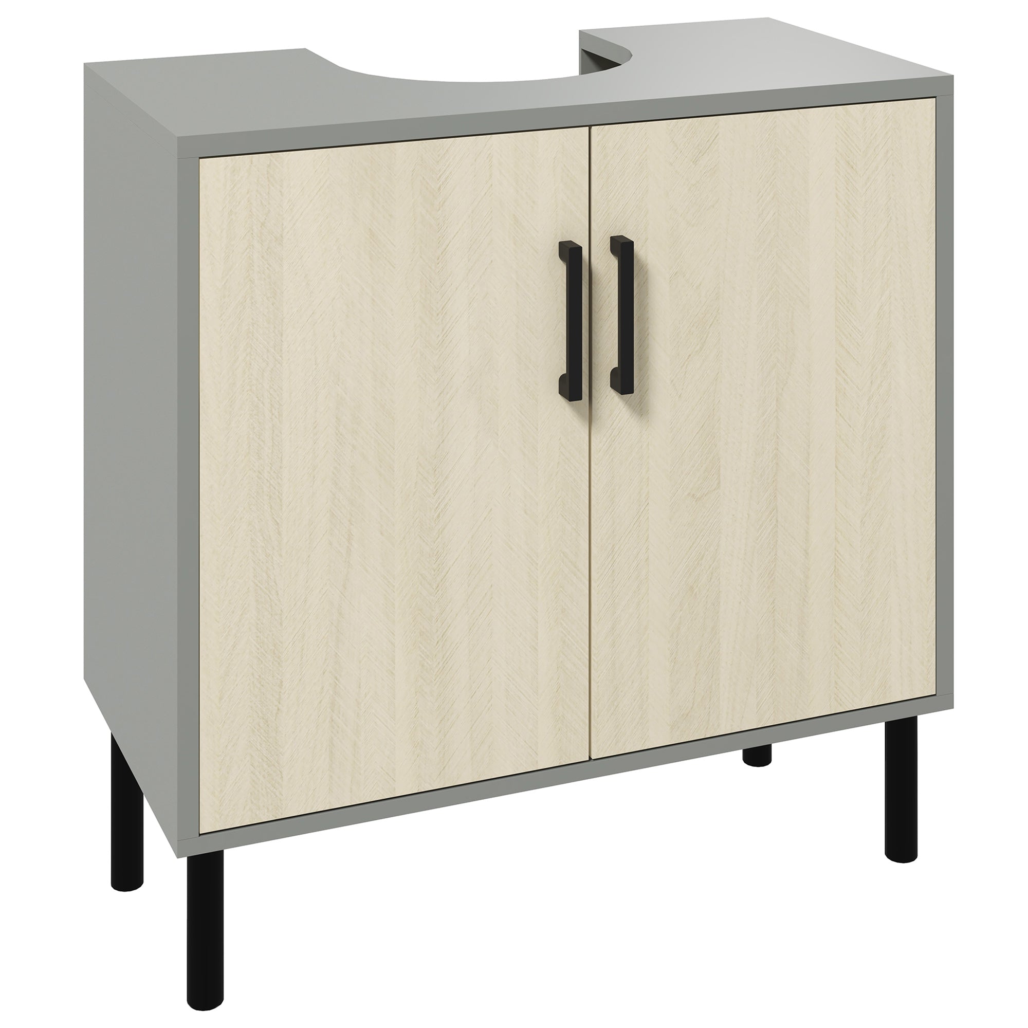 Under Sink Cabinet, Under Sink Unit Bathroom Vanity , Storage Cupboard with Double Doors, Storage Shelves, 60x30x61cm, Natural