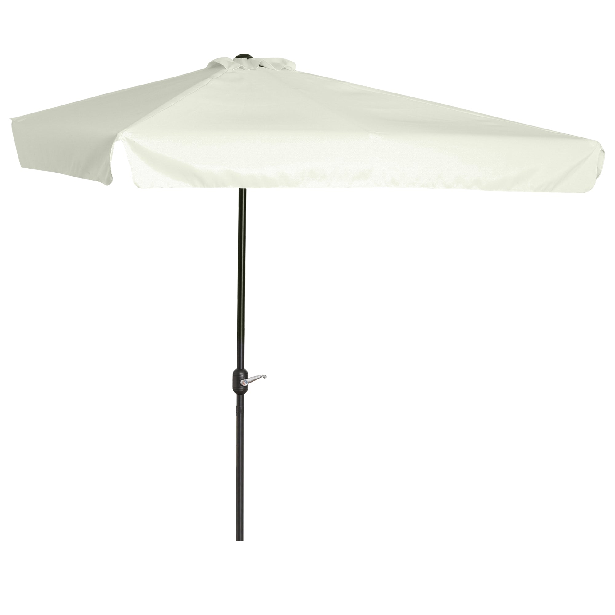 2.3m Half Parasol Semi Round Umbrella Patio Metal Frame Crank Handle for Balcony-- NO BASE INCLUDED, Cream White