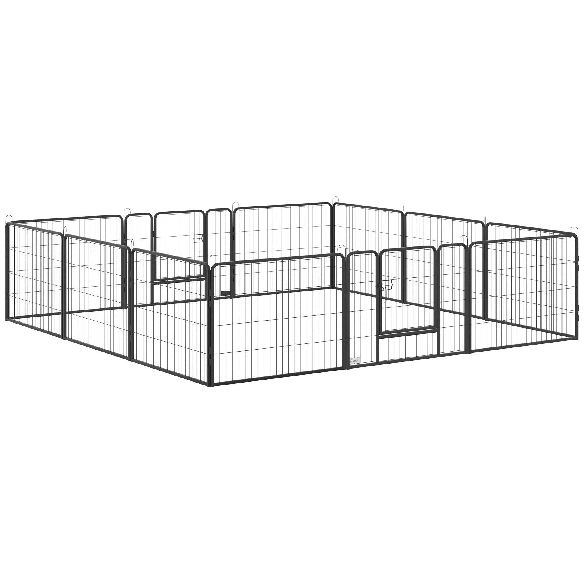 Heavy Duty Pet Playpen, 12 Panels Puppy Play Pen, Foldable Steel Dog Exercise Fence, with 2 Doors Locking Latch, 80 x 60 cm