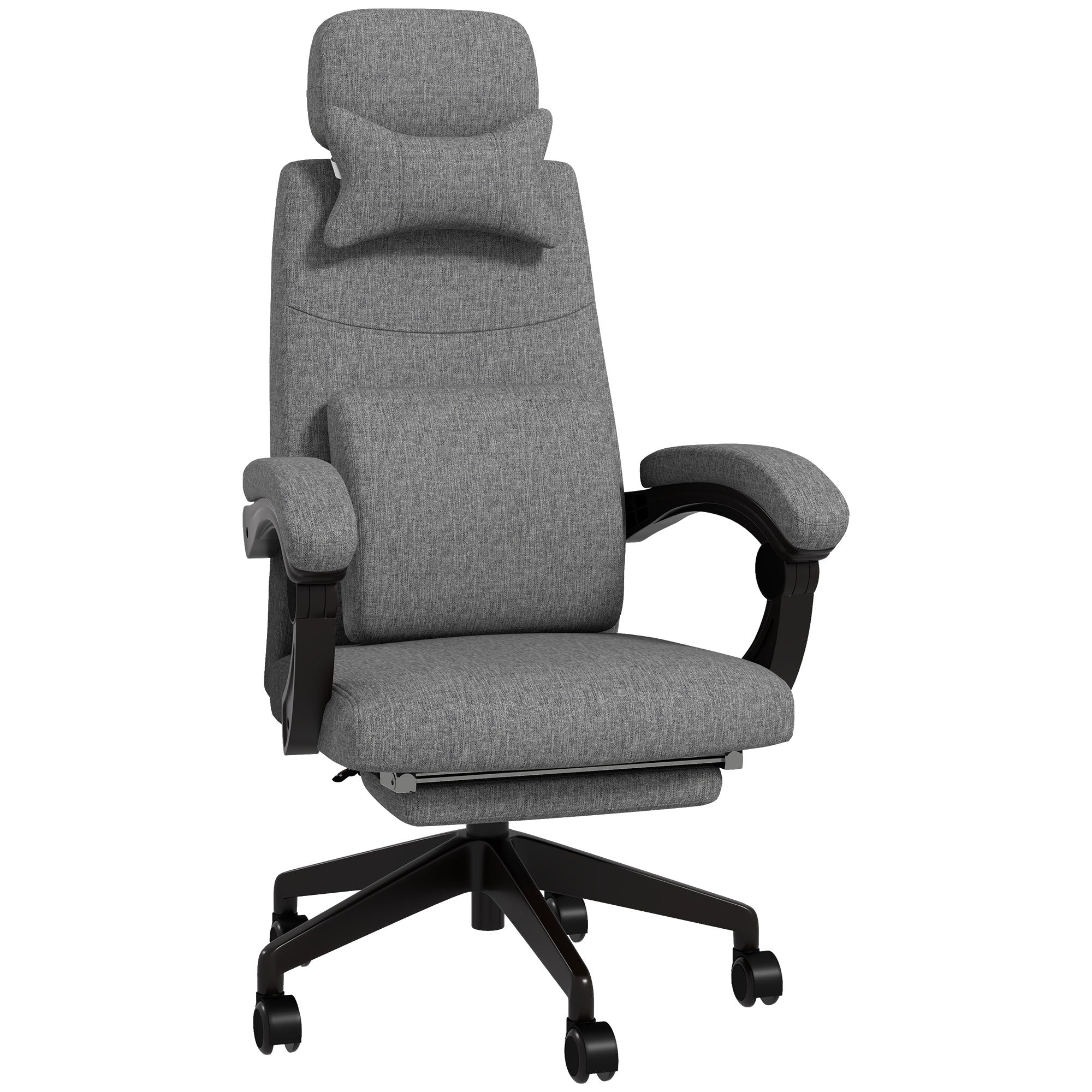 High Back Office Chair Reclining Computer Chair with Footrest Lumbar Support Adjustable Height Swivel Wheels Dark Grey