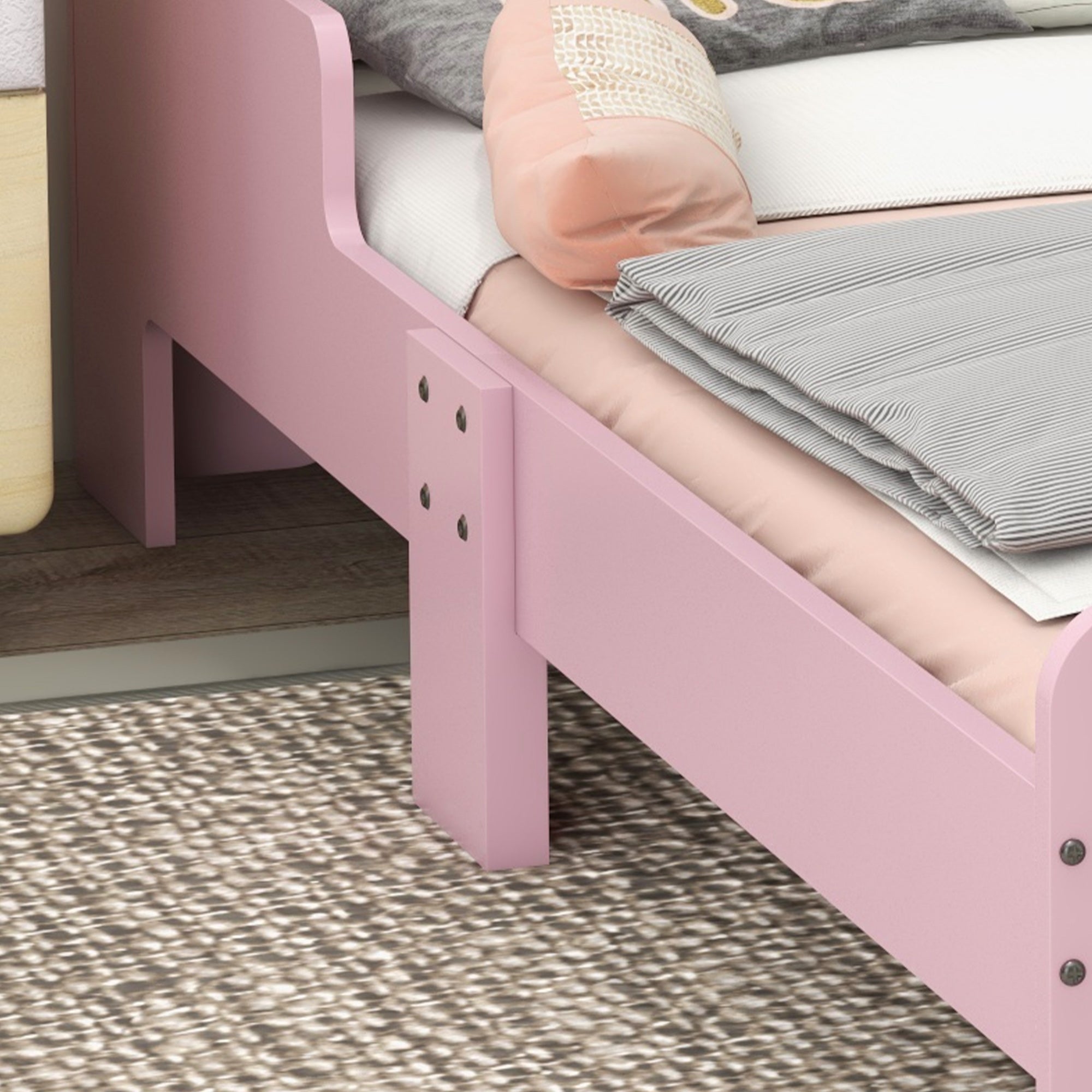 Toddler Bed Frame, Princess Bed for Kids, Cloud Design, 143 x 74 x 55 cm, Pink