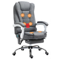 Heated 6-Point Vibration Massage Executive Reclining Office Chair with Footrest - Grey