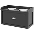 Raised Stainless Steel Dog Bowls with 21L Storage Drawer for Large Dogs and Cats - Black