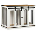 Double Dog Crate Furniture for Large and Small Dogs - White & Golden Oak