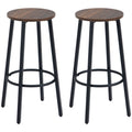 Set of 2 Industrial Bar Stools with Rustic Brown Seats for Kitchen & Dining - Rustic Brown