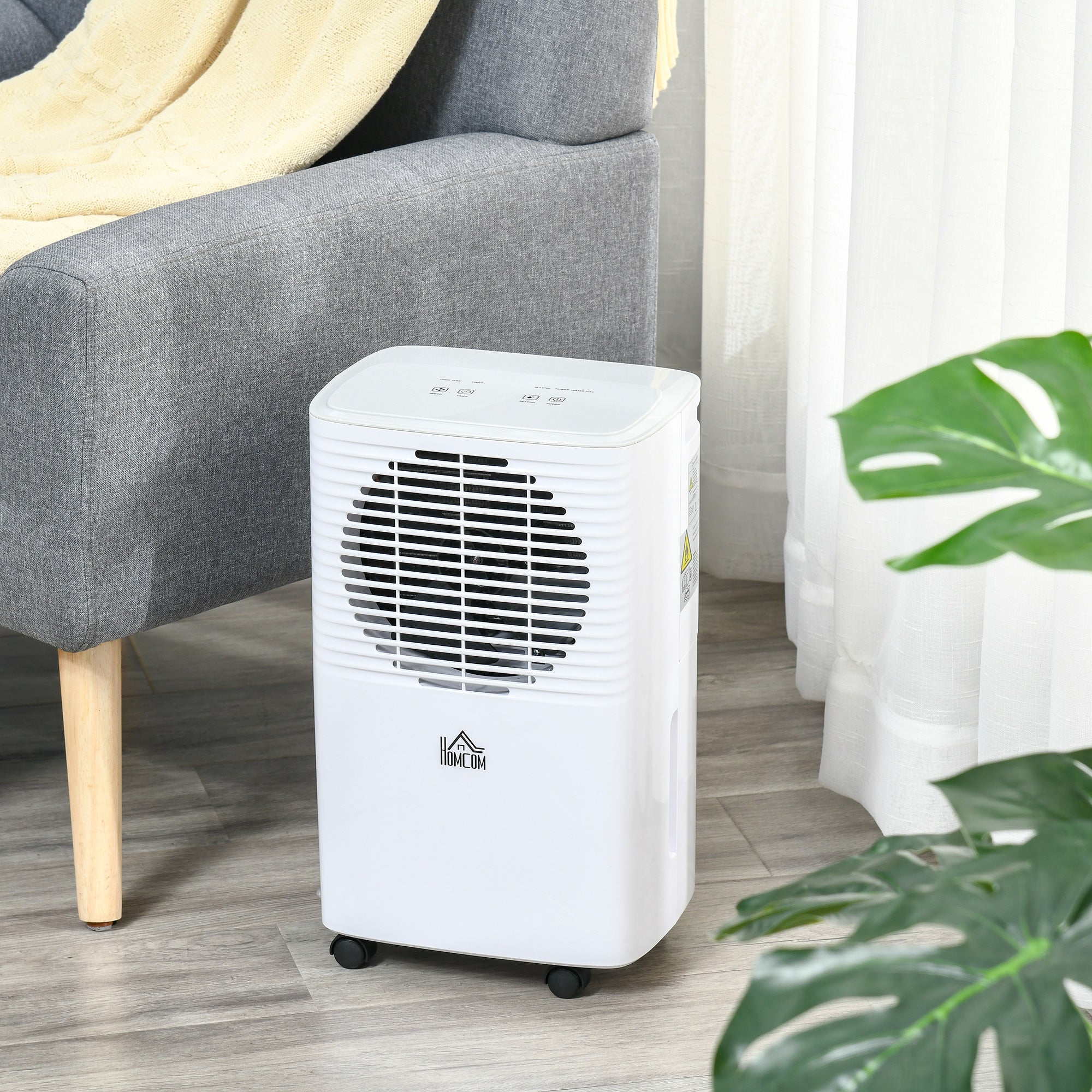 Portable Dehumidifier with Humidity Display, 2 Speed Modes, Continuous Drainage and 24 Hour Timer for Bedroom, Living Room