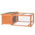 Small Animal Rabbit Hutch with Off-Ground House & Run 125.5x100x49cm - Orange