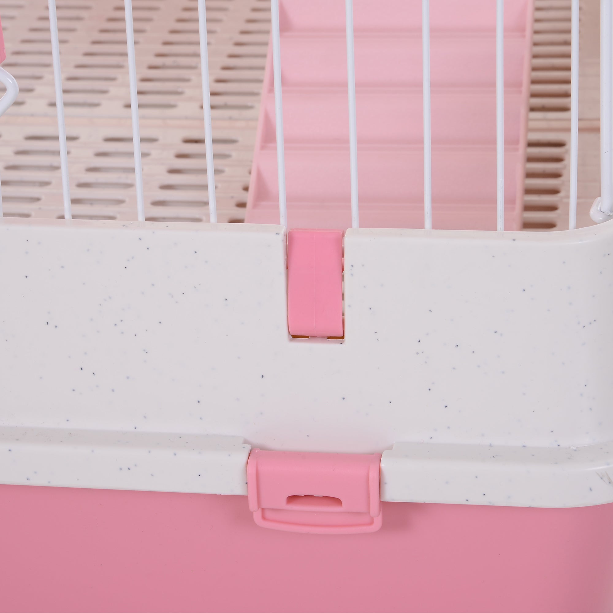 Four-Tier Small Animal Cage, for Bunnies, Ferrets, Chinchillas w/ Wheels, Tray - Pink