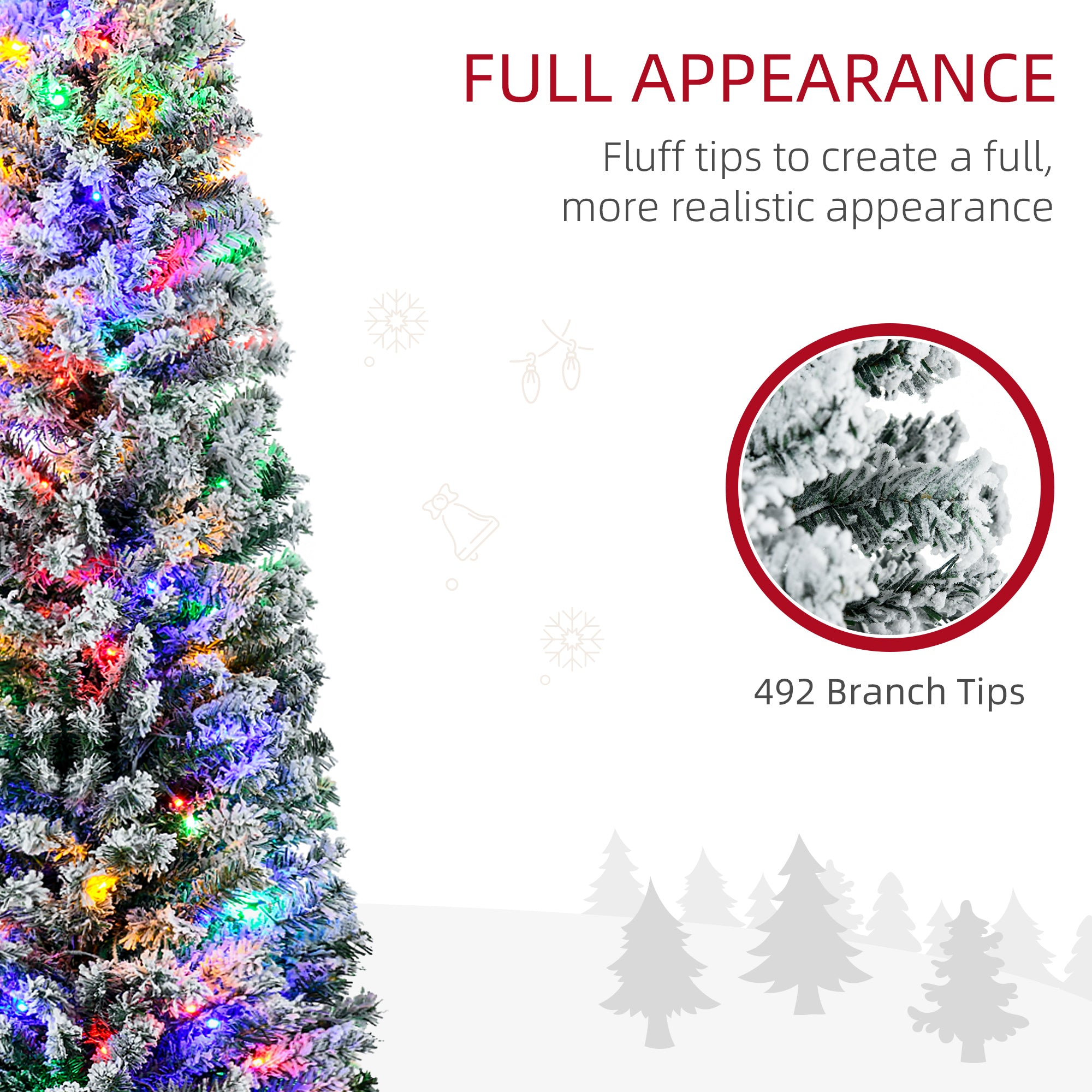 6' Artificial Prelit Christmas Trees Holiday Décor with Warm White LED Lights, Flocked Tips, Berry, Pine Cone