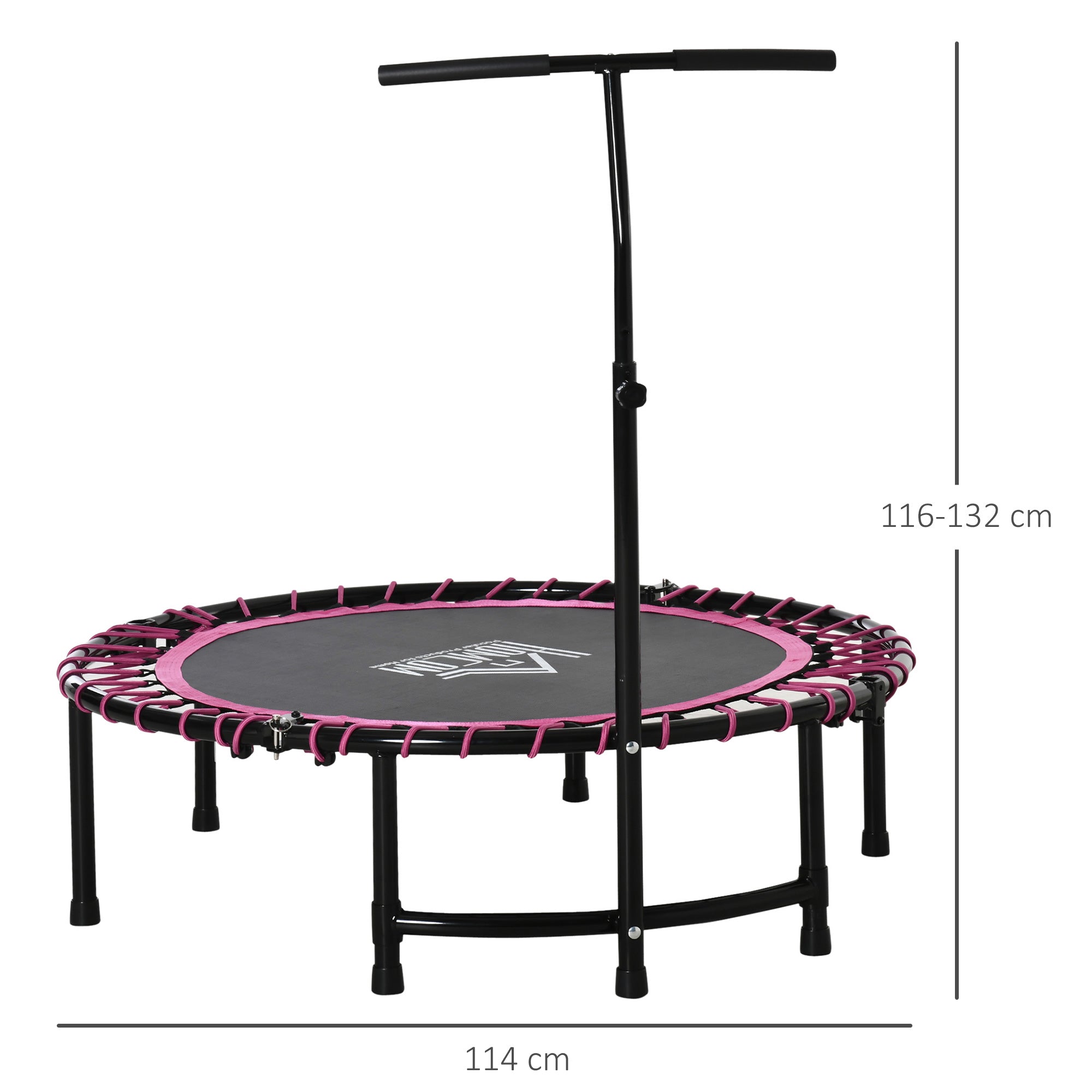 45" Round Mini Trampoline Rebounder Indoor Outdoor Jumper with Adjustable Handle - Pink