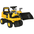 Licensed CAT Kids Construction Ride-On Toddler Digger with Manual Bucket, Horn & Storage - Yellow Black