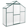 6 Foot Polycarbonate Greenhouse with Sliding Door and Rain Gutter - Green
