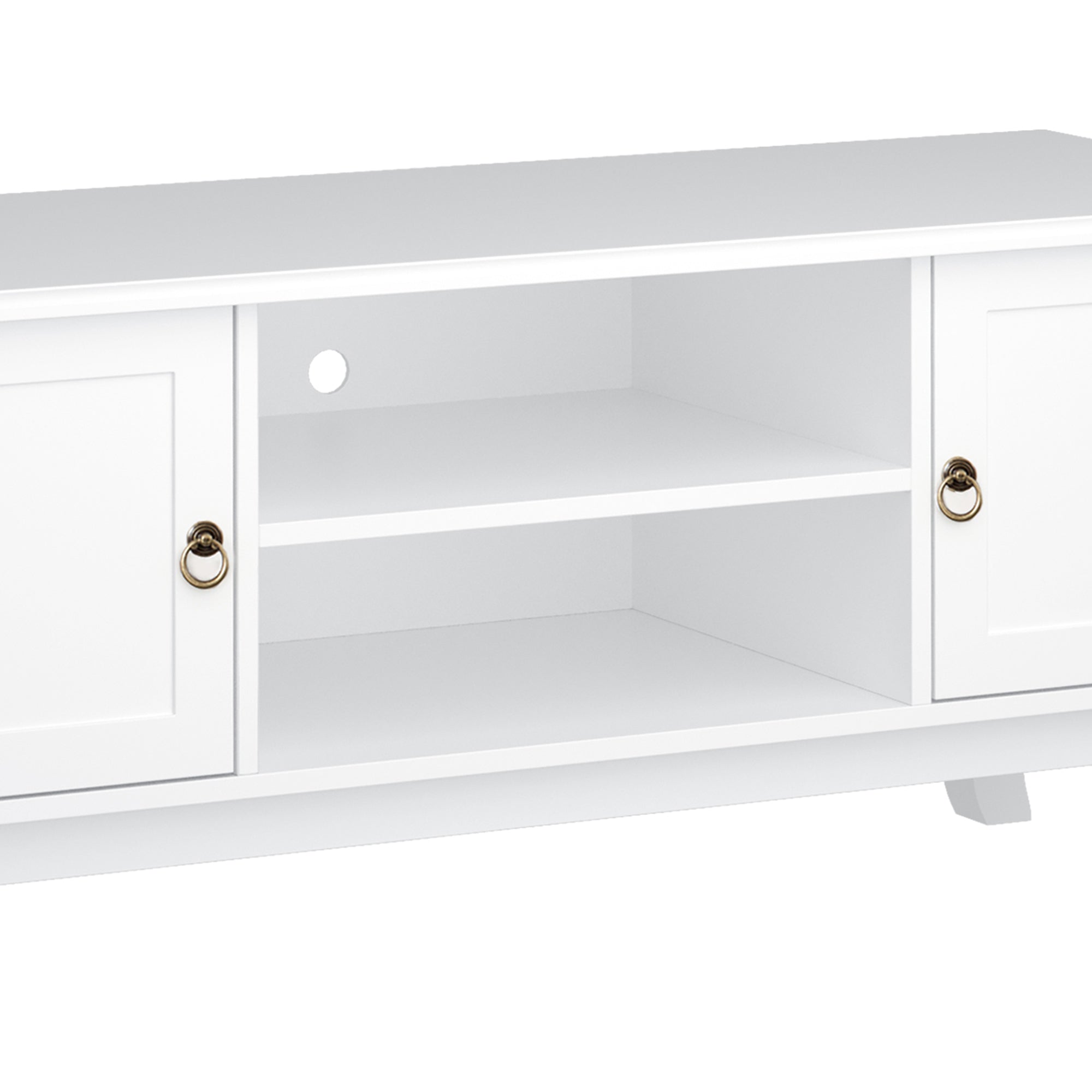 TV Stand Unit Corner Table, MDF-Ivory White