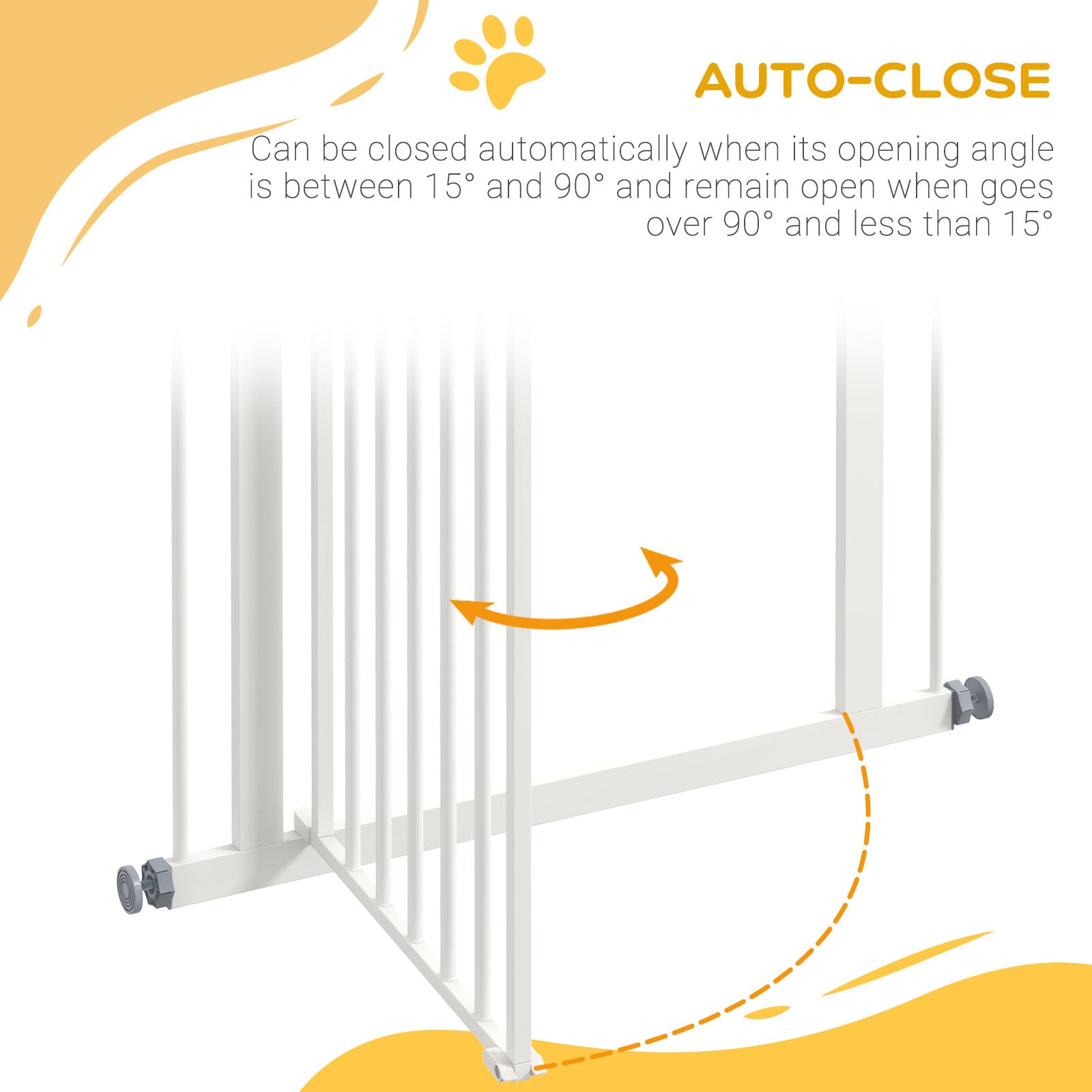 Metal Pet Safety Gate Dog Gate Folding Fence, White