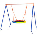 Metal Kids Nest Swing Set with A-Frame for Outdoor Use - Multicoloured