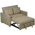 Convertible Loveseat Sofa Bed with Cushions and Side Pockets - Light Brown
