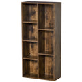 Industrial Bookcase Cube Storage Unit with 7 Compartments Free Standing Display Cabinet - Rustic Brown