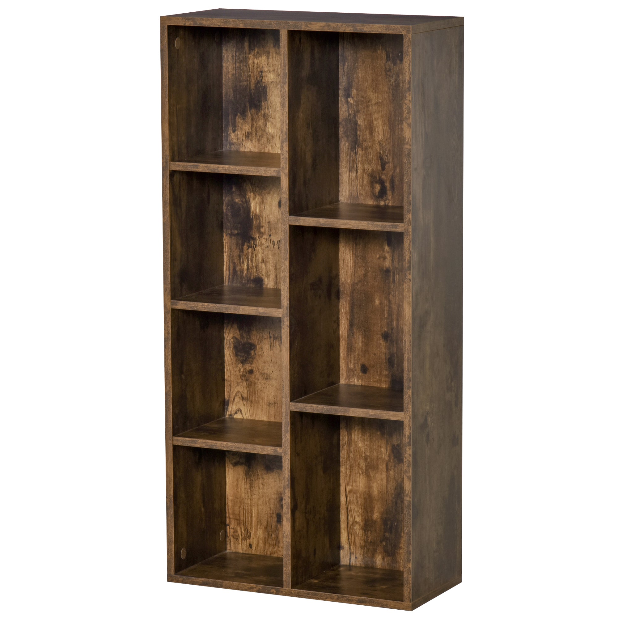 Bookcase Industrial Bookshelf Free Standing Display Cabinet Cube Storage Unit for Home Office Living Room Study Rustic Brown