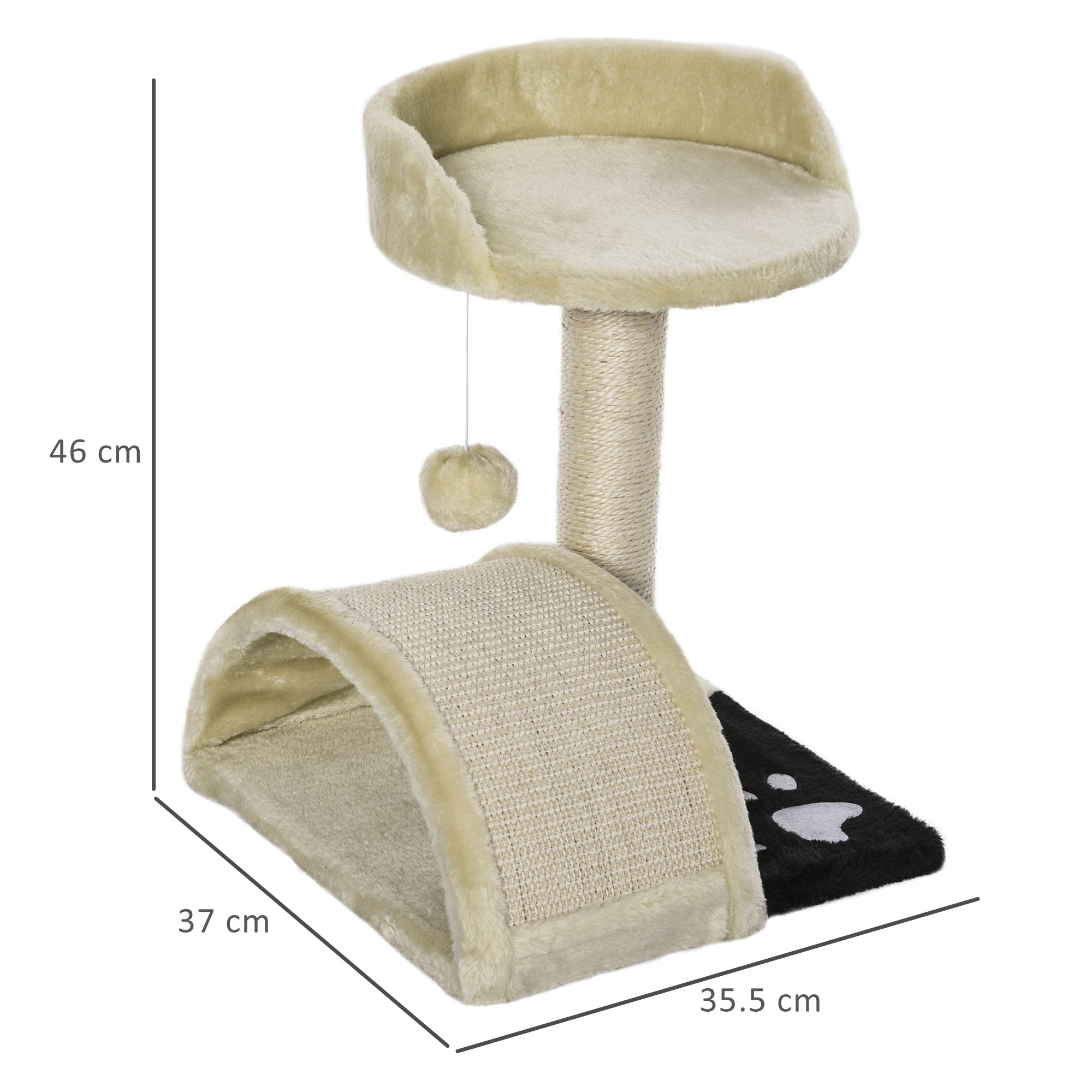 Cat Tree Cat Scratching Post Scratching Scratcher Post Kitten Activity Centre Climber Hanging Ball Beige