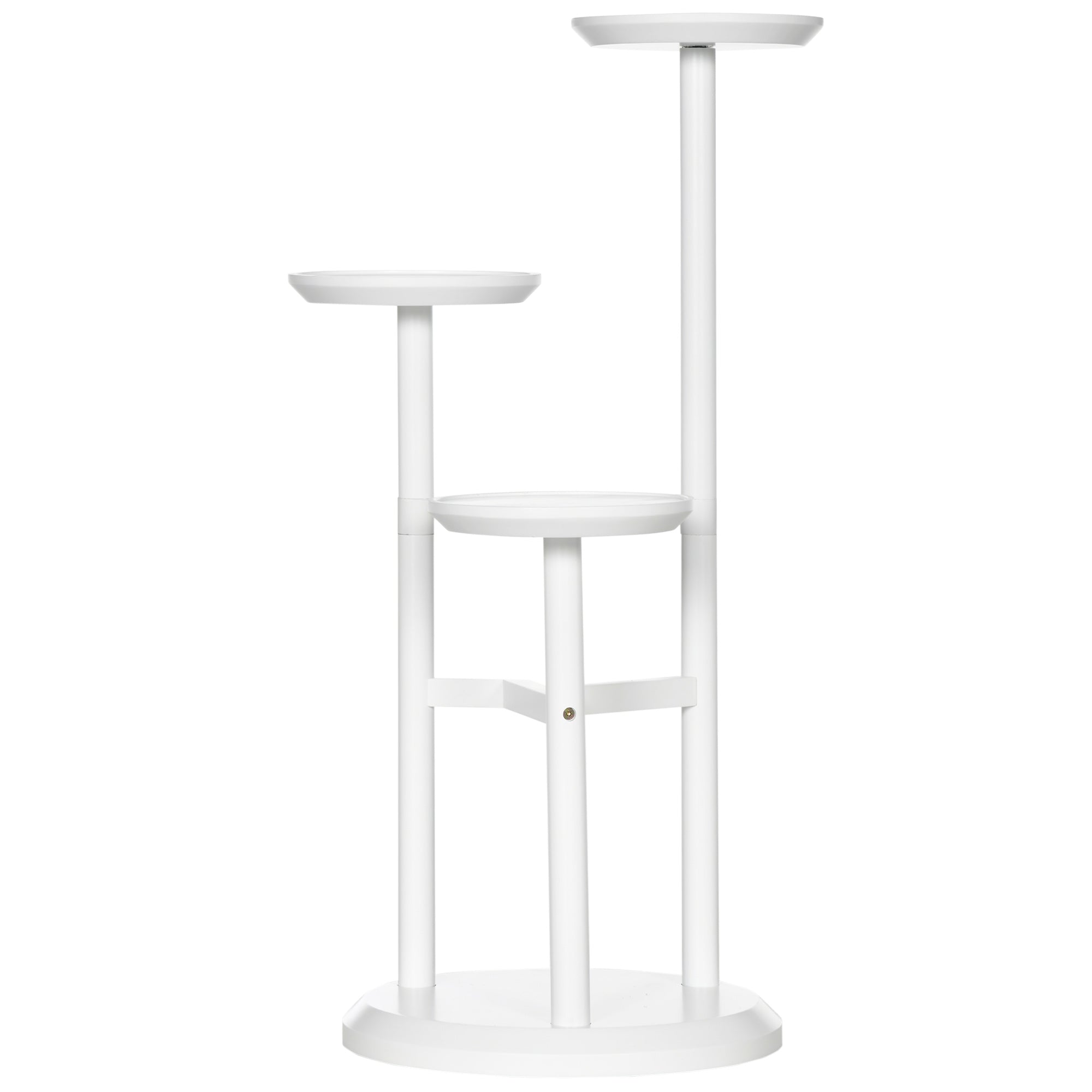 3-Tier Plant Stand, Plant Shelf Rack, Bamboo Display Stand, 46x46x86cm, White