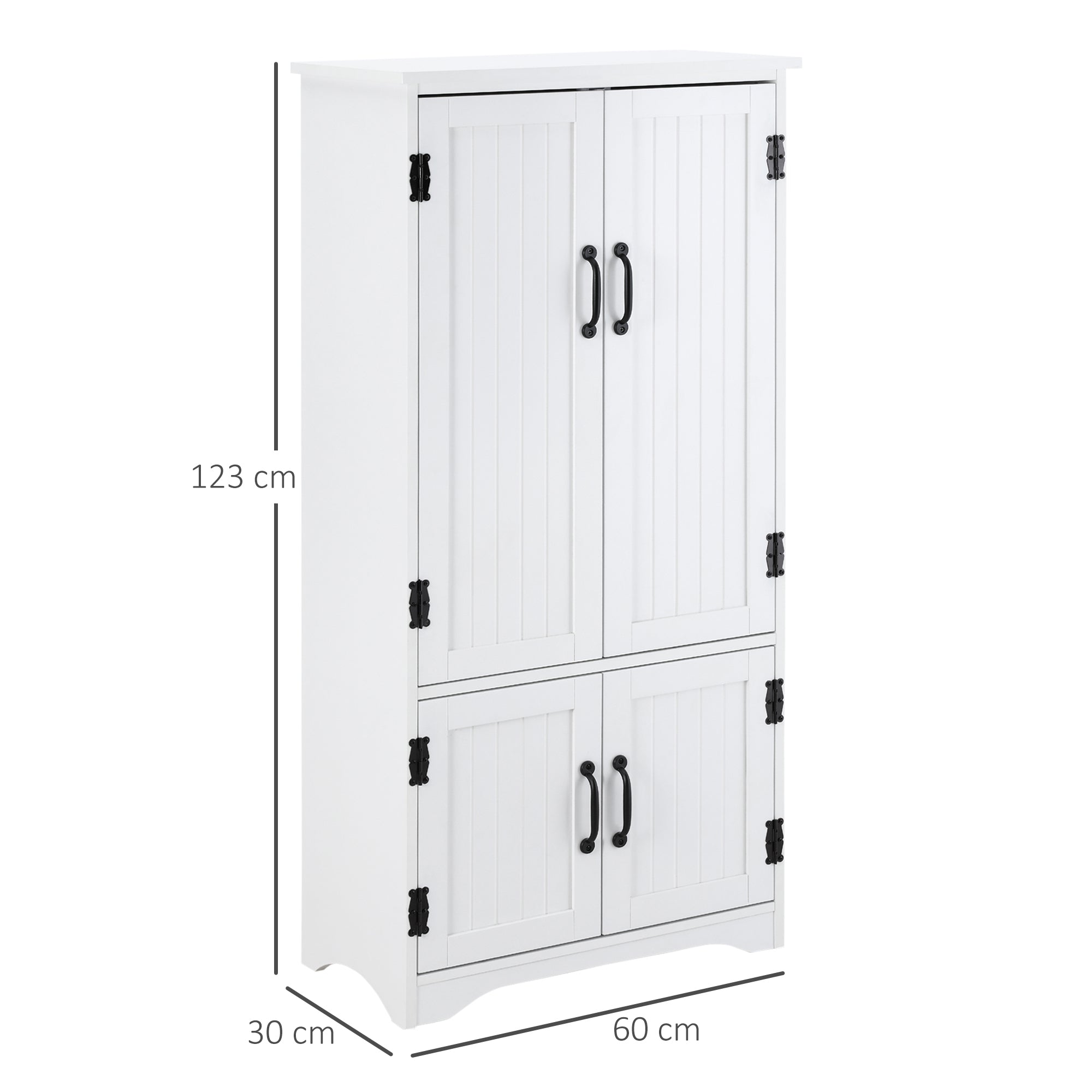 Accent Floor Storage Cabinet Kitchen Pantry with Adjustable Shelves and 2 Lower Doors, White