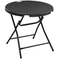 Foldable Round Garden Dining Table for 4 with HDPE Top and Steel Frame, 80x80x73 cm - Dark Grey