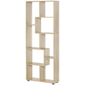 8-Tier Freestanding Melamine Bookcase with Anti-Tipping Pads - Natural Wood Grain
