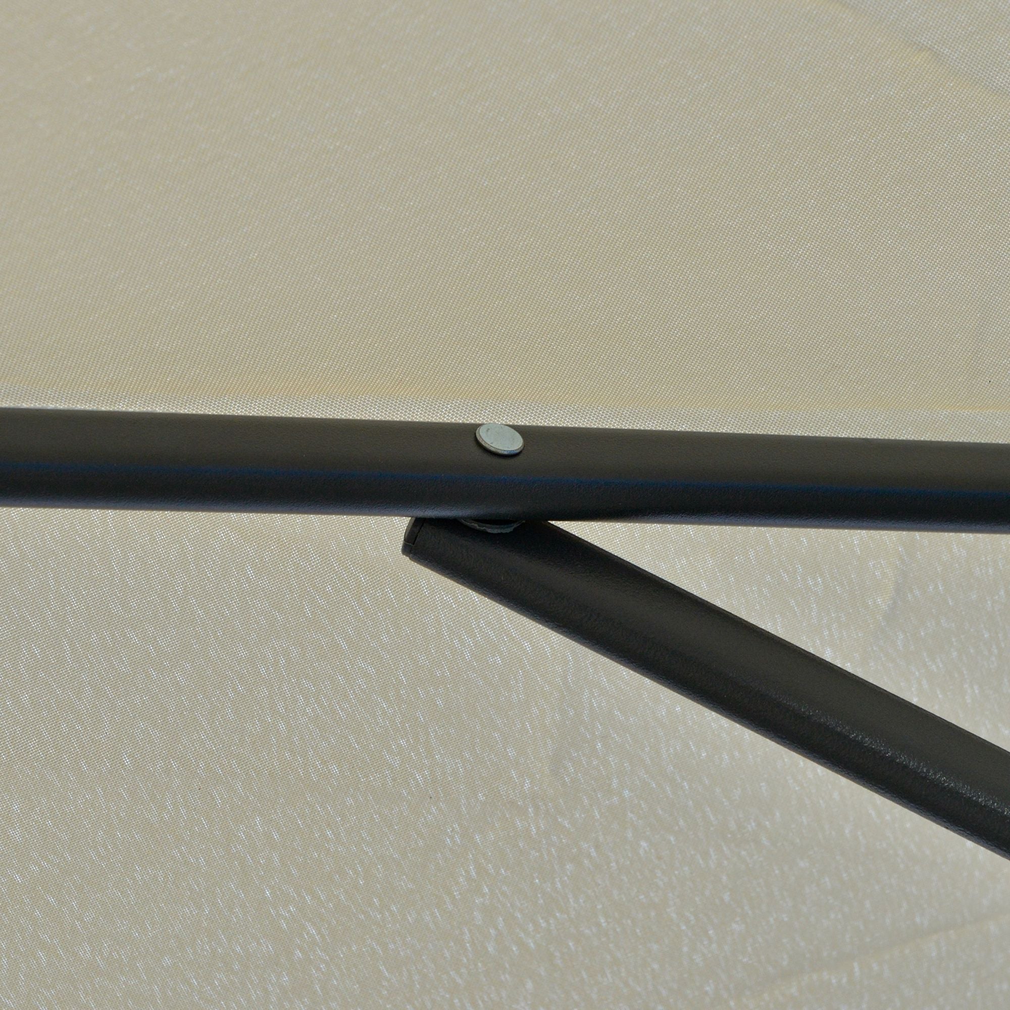 3m Cantilever Patio Parasol with Easy Lever Crank, Cross Base & 6 Metal Ribs - Cream White