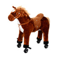 Kids Plush Ride-On Walking Horse with Sound - Brown