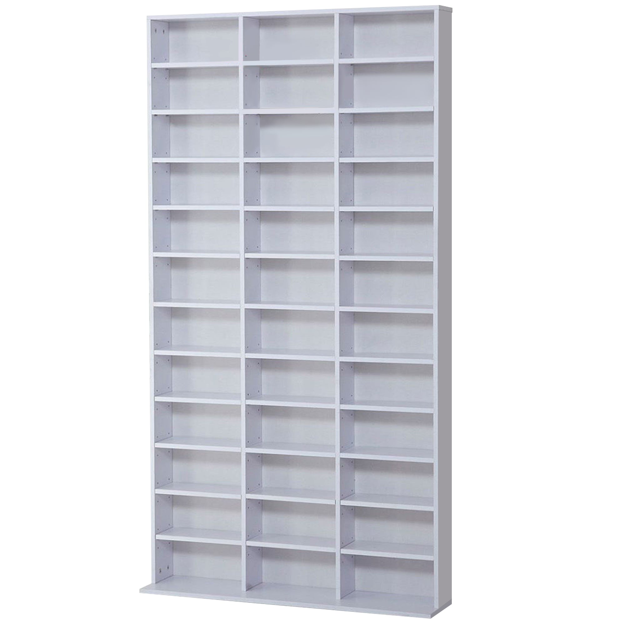 CD / DVD Storage Shelf Storage Unit for 1116 CDs Height-Adjustable Compartments 102 x 24 x 195 cm White