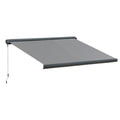 Electric Retractable Awning 350x300cm with Remote Control & LED Strip - Grey